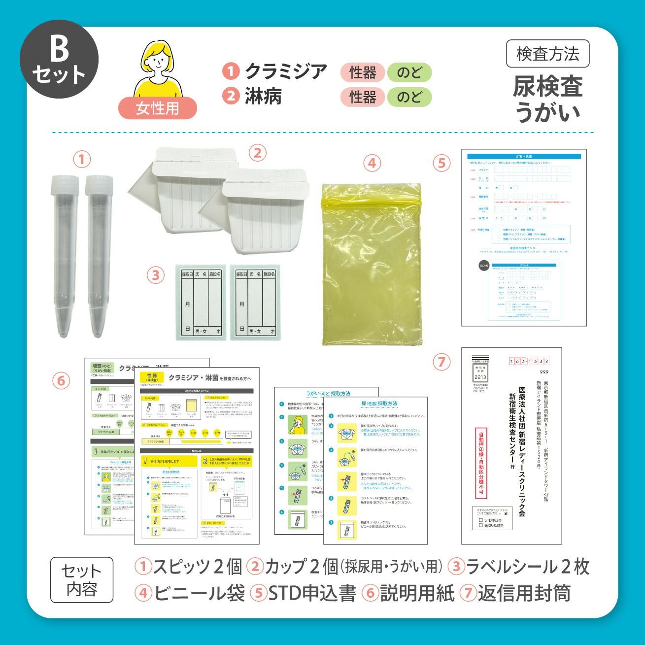 Bセット（女性用）性病検査4項目 | 新宿衛生検査センター